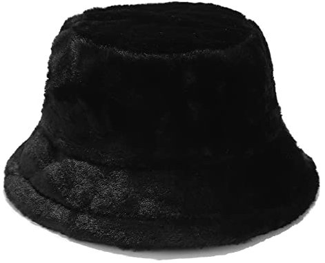 Umeepar Winter Kunstfell Fischerhut Flauschige warme Mütze für Damen Herren, B Schwarz, Einheitsgröße