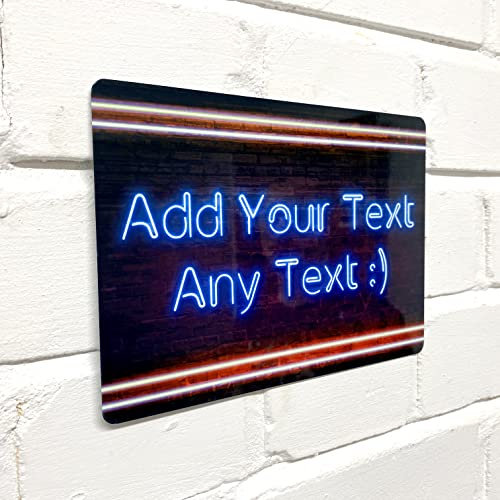 Personalised Bar Sign - Neon effect Printed Metal Sign wall art A3 Bar Add Any Text