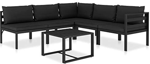 Yolola Loungeset Gartenmöbel 6-teilig Terassenmöbel außen, Loungemöbel Terrasse, Gartenmöbel-Set aus Aluminium,Gartensofa Aluminium, Gartenmöbel, Gartenlounge, Eckmodul, Anthrazit