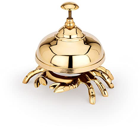 NKlaus Maritim Tresenglocke Krabbe aus massiv Messing Gold 9cm hoch Tischglocke 11588
