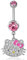 Hello Kitty Hello Kitty Sanrio Bauchnabelring für Damen, 14 g, Edelstahl, offizieller Lizenzprodukt, Körperschmuck, Edelstahl, Kristall