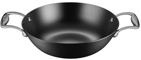Stahl Blacksmith Plus Gusseisen Wok | Ø 28 cm | Leichtgewicht Eisenwok | Nitrierter Wok zum Kochen | Induktions- und Gasherd-kompatibel | 3,2 L (Für 4 Personen)