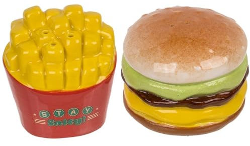 ootb Salz u. Pfefferstreuer Burger & Pommes,Gewürzstreuer Salzstreuer Fastfood Kochen