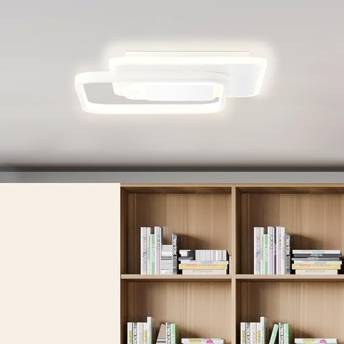 Lightbox LED Wand- und Deckenlampe mit 31 x 31 cm - moderne Deckenleuchte - 2600 lm, 26 W, 3000 K - aus Metall/Acryl - in Weiß