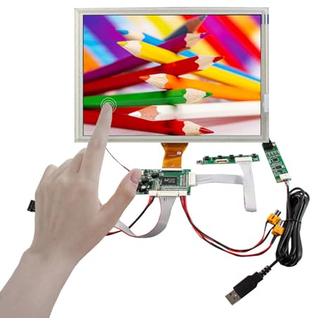 FanyiTek 8 Zoll EJ080NA-05A 800X600 4:3 TTL LCD Touchscreen | Mit widerstandsf higem 4-adrigem Touchpanel und VGA 2AV Controllerplatine 50-polig