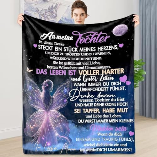 ARRITS Personalisierte Geschenke Decke An Meine Tochter Von Mama, An Meine Tochter Decke mit Spruch Deutsch, Brief Gedruckt kuscheldecke für Weihnachten Geschenke zum Abschluss-Geschenke