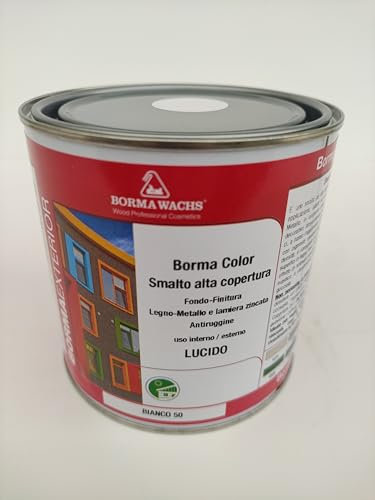 B.P.S. s.r.l. Smalto alta copertura legno-metallo e lamiera zincata antiruggine bianco 50 lucido uso interno/esterno 750 ml.