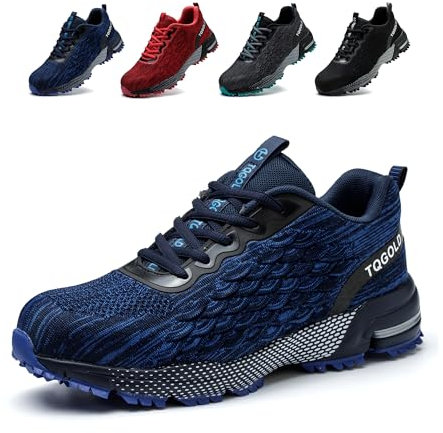 tqgold Arbeitsschuhe Herren Sicherheitsschuhe Damen Leicht Stahlkappenschuhe rutschfest Atmungsaktiv Schutzschuhe Sneaker Sportlich Industrie Stahlkappen Schuhe(Blau,42EU)