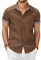 COOFANDY Mens Shirts Short Sleeve Smart Casual Non Iron Office Shirt Denim Mens Cowboy Summer Dress Shirt Slim Fit Brown L