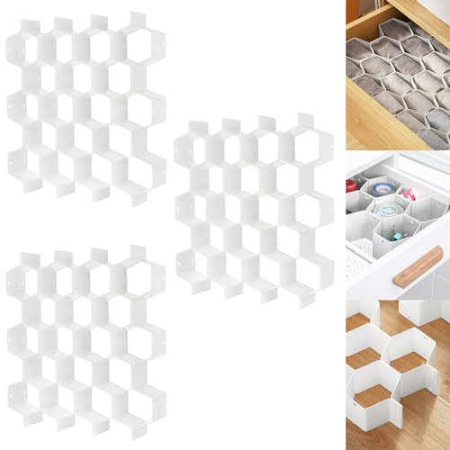 Poeland Schubladenteiler, 8 Stück, DIY, Kunststoffgitter, Wabenmuster, Schubladen-Trenner, Weiß, 24 Stück