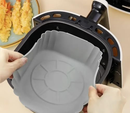 BALSAT | Molde silicona Airfrier Redondo 18 o 20 cm. Gris. Reutilizable y apto para lavavajillas. Resistente hasta 220 C. Antiadherente e Impermeable. No se deforma