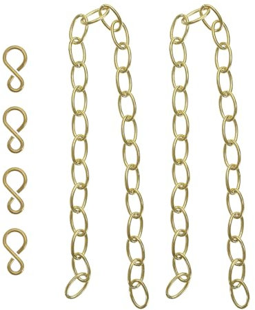 LT Easiyl 2 cadenas de lavabo con gancho en forma de S de latón para tina, cadena de tapón de 30 cm de largo para bañera, fregadero de cocina, lavabo