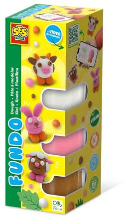 SES Creative 00811 FunDo Knete-Bauernhof Tiere (3x90gr-1x40gr), diverse Farben