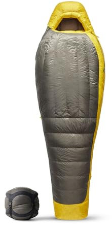 SEA TO SUMMIT - Spark Ultralight Daunenschlafsack Regular (-18°C) - Mumienschlafsack mit Daunenfüllung - Körperlänge - 850+ Loft Ultra-Dry Down - Kaltes Klima - Für Wanderungen - Grey & Yellow - 1113g