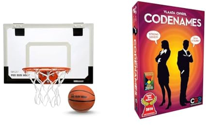 SKLZ Unisex Glow in The Dark Mini Basketball Hoop, White/Black, Standard (18 x 12) & Asmodee Codenames, Spiel des Jahres 2016, Familienspiel, Ratespiel, Deutsch