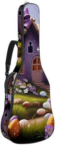 Universal Gitarrentasche, wasserdichte Tasche für 40/41/42 Zoll Akustikgitarre mit Aufbewahrungstaschen, lila Osterkreuzhaus, mehrfarbig, 42.9x16.9x4.7 in, Gitarrentasche