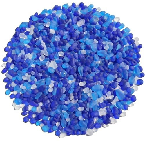 QYGL Sea Glass Stones - 0.9LB Frosted Glass Pebbles Gemstones - Perfect for Aquarium Rocks, Fish Tank Gravel, Vase Fillers, DIY Crafts, and Home Decor (Cobalt Blue, Aquamarine, White)