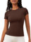 IECCP Damen KurzarmT-Shirts Schnelltrocknend Funktionsshirt Laufshirts, Atmungsaktiv Sportshirt Gym Yoga Running Top Trainings T-Shirt Workout Fitness Oberteil Dunkelbraun L