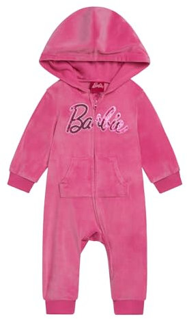 Barbie Ensemble de vêtements assortis en velours avec sweat à capuche et pantalon pour la famille, tailles nouveau-né à adulte (nouveau-né - 2XL), Rose vif, bébé, 12 mois