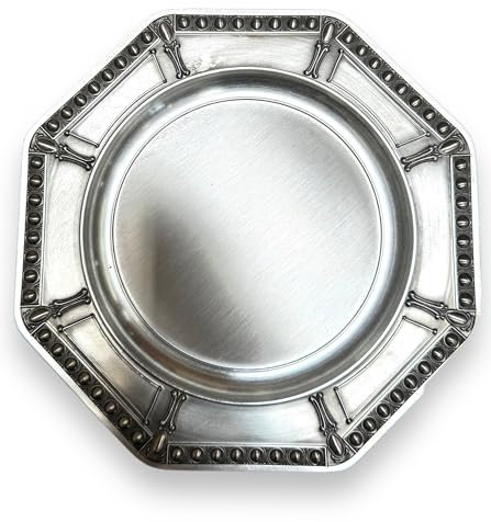 Der massive neutrale Zinnteller 8 Eck-Handgegossen