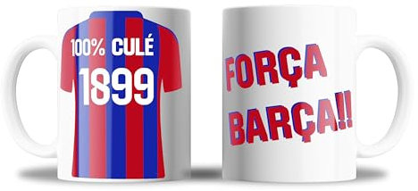 Taza de Fútbol Barcelona para aficionados del Barcelona 100% CULÉ - Regalo original Taza Equipo de Fútbol | Taza de Cerámica 355ml