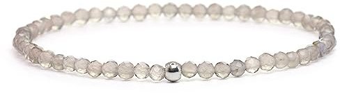 Echtes Rauchquarz Edelstein Armband mit facettierten 3mm Perlen - verschiedene Längen - Heilstein Schutzstein Edelsteinarmband Glücksbringer Talisman Geschenk (Rauchquarz, 22CM)
