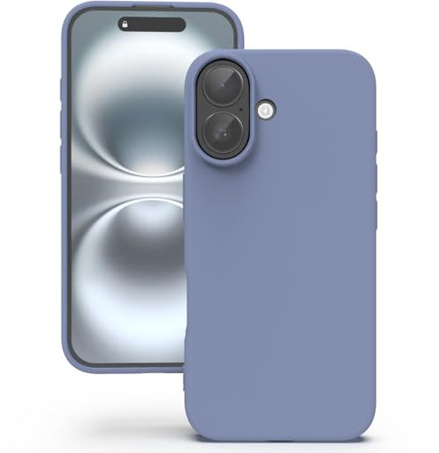 YATWIN Silicone Case for iPhone 16, Soft-Touch, Shockproof, DustProof, Antiskid Full Body Armour Phone Cover for Apple iPhone 16 - Lavender Grey