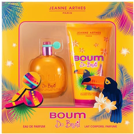 JEANNE ARTHES – Geschenkset für Frauen – Boum do Brazil – Eau de Parfum 100 ml + Körpermilch 150 ml – Duftnote Kokos-Vanille – Hergestellt und verpackt in Frankreich