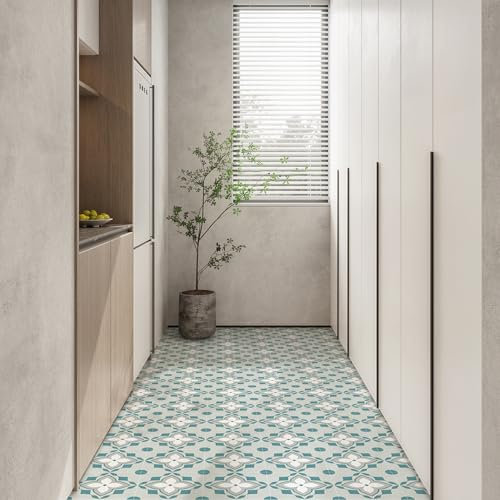 JOLIHOME Blumenmuster-Look Bodenfliese Selbstklebend Vinyl-Bodenbelag Abziehen und Aufkleben Kontaktpapier Wandsticker für Schlafzimmer Wasserdicht Abriebfest (Orchidee-Blau, 20x20cm, 10 PCS)