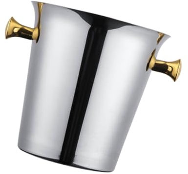 Cabilock Stainless Steel Ice Bucket Portable Wine Chiller Cooler Ice Cube Container for Bar Use Capacity for Wine Beer Serving at Home Party