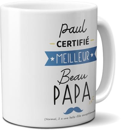 DECOHO - mugs et tasses à café : Mug personnalisable en céramique - Meilleur Beau Papa - 33 cl, Céramique - Imprimé en France - Blanc