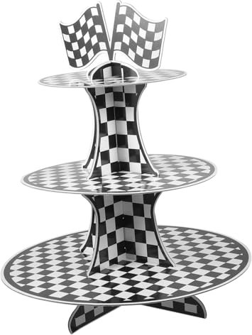 COLLBATH Tortenständer Aus Pappe 3-stöckig Für Partys Auto Thema Dekoration Cupcake Stand Torten Präsentationshalter Auto Deko Torte