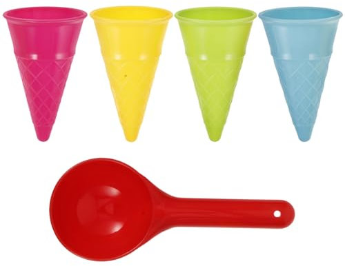 Garneck 5-teiliges Sandspielzeug-Set Mit Eistüten Und Sandschaufel Perfekt Für Kreative Sandkastenabenteuer Und Spielspaß Im Freien Für Bunte Eistüten Und Schaufel Für Endlose