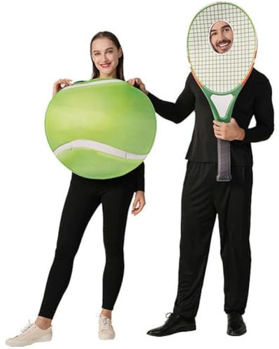 Vobumix Tennis-Party-kostüm Für Paare, Lustiges Tennis-Cosplay-Outfit, Tennis-Performance-kostüm-Set, Kostüme Für Maskerade