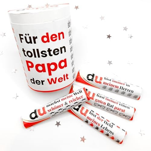 Aufkleber-Set – 20 Duplo-Banderolen + 2 Box-Sticker – personalisierte Geschenkbox & DIY-Geschenk für Papa - Kreative & liebevolle Deko zum Vatertag, Geburtstag & als Dankeschön - bester Papa der Welt