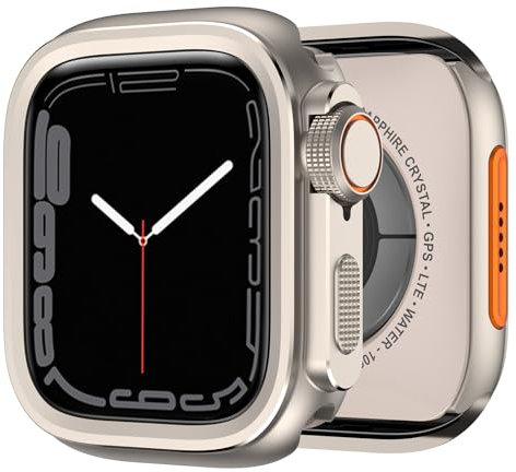 XMUXI Metall Schutzhülle Kompatibel mit Apple Watch 6 44mm case Hard Armor Hülle für Watch SE 3/2 Schutz für iWatch 5/4 Gehäuse (Titan,44mm)