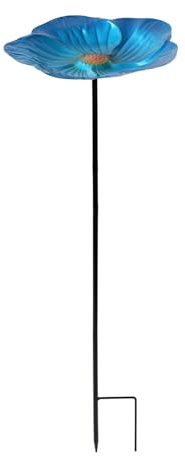 Outdoor Bird Bath - Style Water Bowl with Ground Stake, Independent Garden Ornament | Beautiful Blue Basin for Lawn, Porch, Patio, Deck, Backyard Use, Fund