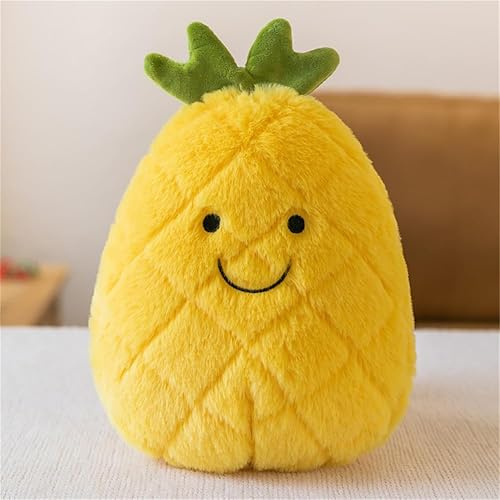 Generisch Plüschtier Stofftier Obst Plüschkissen Spielzeug, Kissen Puppe Wurfkissen, Schmusetier Geschenk für Kinder Mädchen Jungen (25 cm,Ananas)