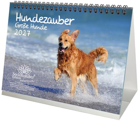 Hundezauber Große Hunde DIN A5 Tischkalender für 2027 Welpen und Hunde - Seelenzauber