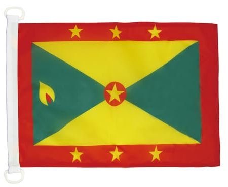 BANDERA NAUTICA de GRANADA 45x30cm - Pabellón de conveniencia GRENADINA 30 x 45 cm anillos - AZ FLAG