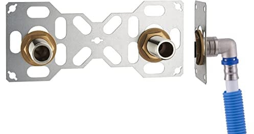 FIXSYSTEM Kit platine de sortie cloison pour tube Multicouche à Sertir Ø16 - sorties entraxe 150 millimètres mâle 20x27 (3/4) pour robinet Douche/Baignoire - Installation visitable