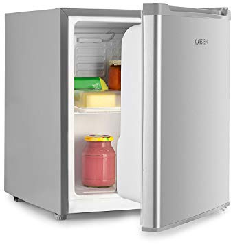 KLARSTEIN Scooby Mini réfrigérateur - système EcoExcellence, CEE E, capacité de 40L, régulateur de température, étagère amovible, compartiment bouteille jusqu'à 2l, 41 dB, argent
