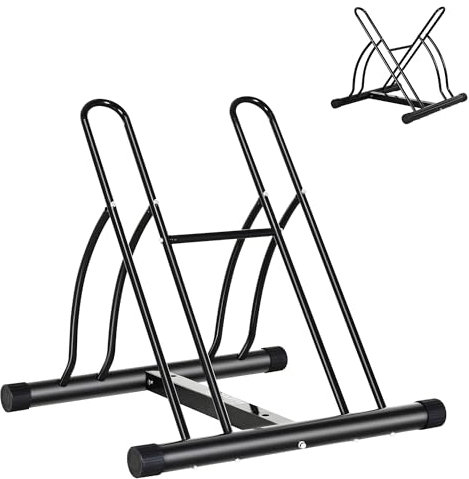 HOMCOM Râtelier 2 vélos modulable dim. 54L x 60l x 57H cm Acier époxy Noir