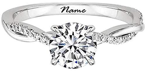 SISGEM Engagement Ring for Women, 1 ct Moissanite Twisting Infinity Pave Solitaire Ring with Platinum Plated for Her, S925 Silver White Gold Jewellery for Ladies Engagement Wedding (Size L)