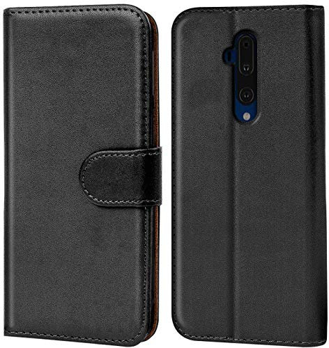 Verco Handyhülle für OnePlus 7T Pro Hülle, Klapphülle für OnePlus 7 T Pro Tasche PU Leder Flip Case Brieftasche, Schwarz