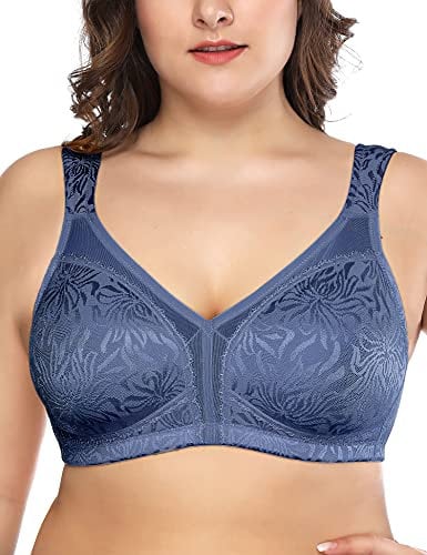 Deyllo Women's Minimizer Bra Wireless Plus Size Bra Full Coverage Comfort Everyday Bra Non Padded(Bice,46H)