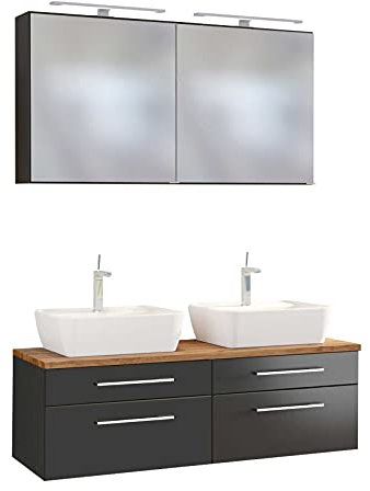 Waschbeckenunterschrank Dasa, 120 cm, 4 Schubladen, Graphit/Grau matt