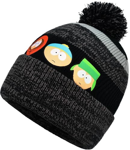 Concept One Unisex-Erwachsene South Park Strickmütze aus Acryl mit Bündchen und Bommel Beanie-Mütze, Schwarz, Einheitsgröße