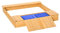 Outsunny Sandkasten Staubdichte Sandkasten mit Dach Holzsandkasten mit 2 Aufbewahrungsbox 3-6 Jahren Natur+Blau 125 x 121 x 17,5 cm