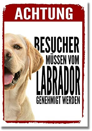 Labrador Genehmigung Dog Schild Spruch Türschild Hundeschild Warnschild Geschenkidee Sicherheitsschild Hund Privatgrundstück Hundewarnung Warnung vor dem Hund Labby